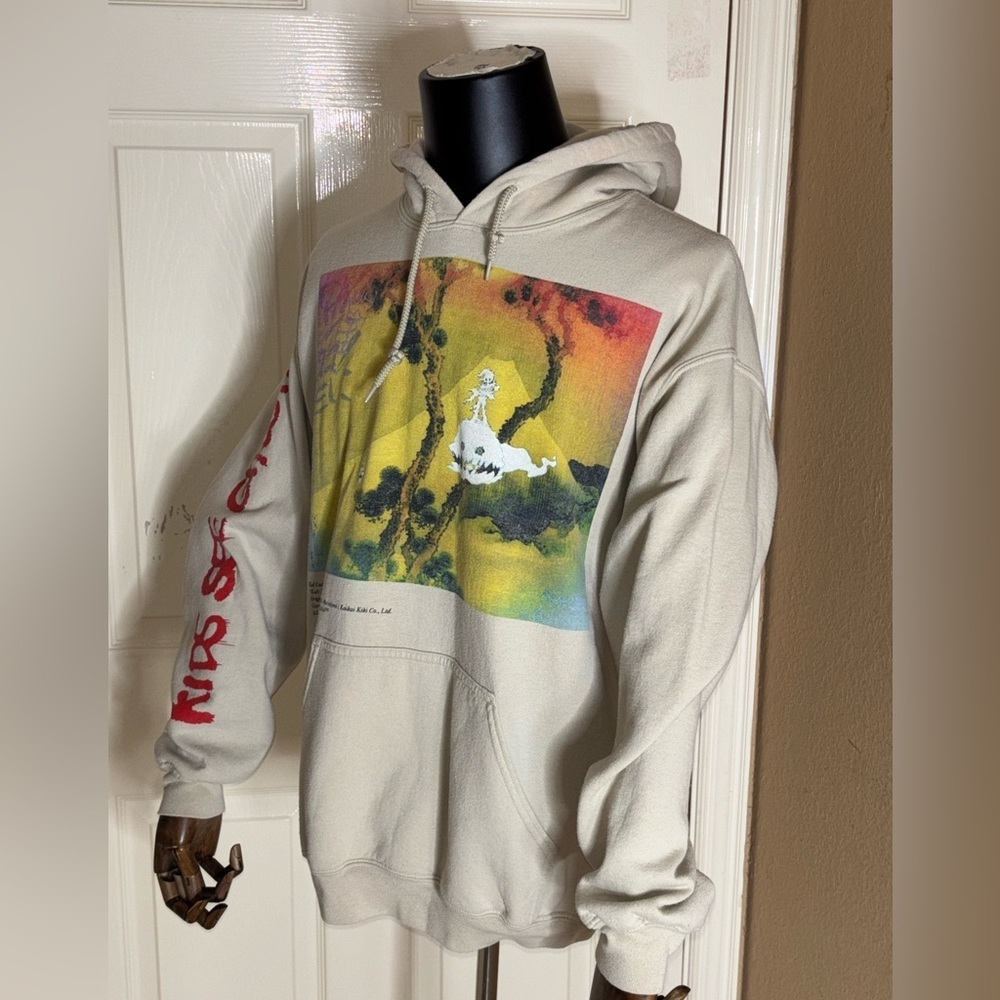 Kanye West Kid Cudi Kids See Ghosts Album Hoodie Large Beige Brown Tour Pullover - Picture 4 of 10